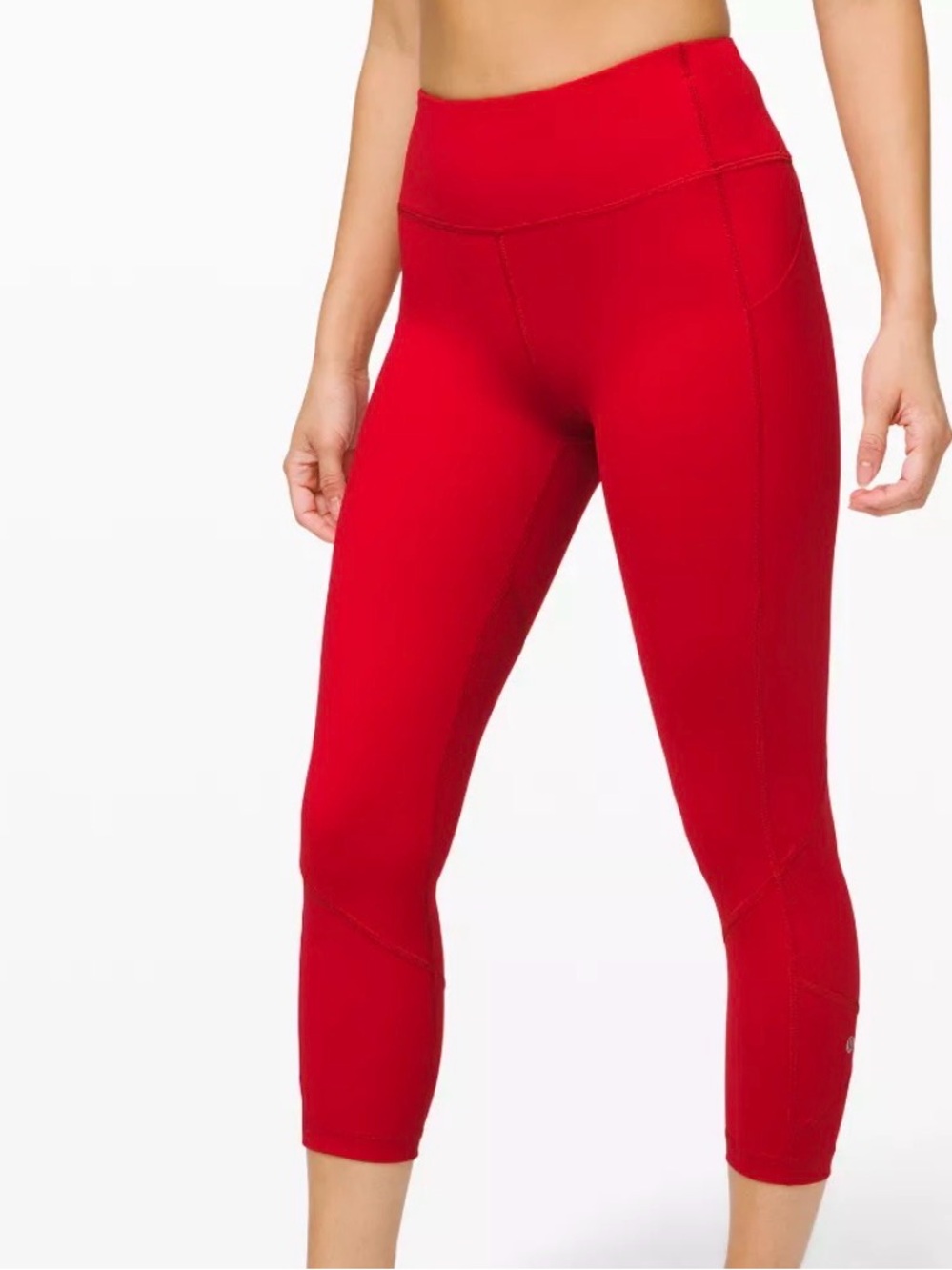 Lulu Lemon Leggings Pace rival crop High Rise Red Active Capri Leggings size 6